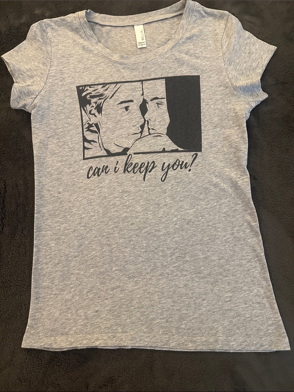 Abella Heather Gray Graphic Tee with Black Print